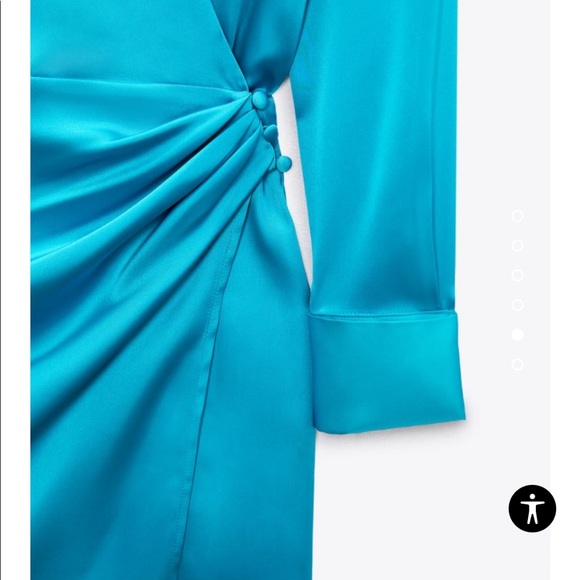 Zara blue satin wrap mini dress - Picture 5 of 11